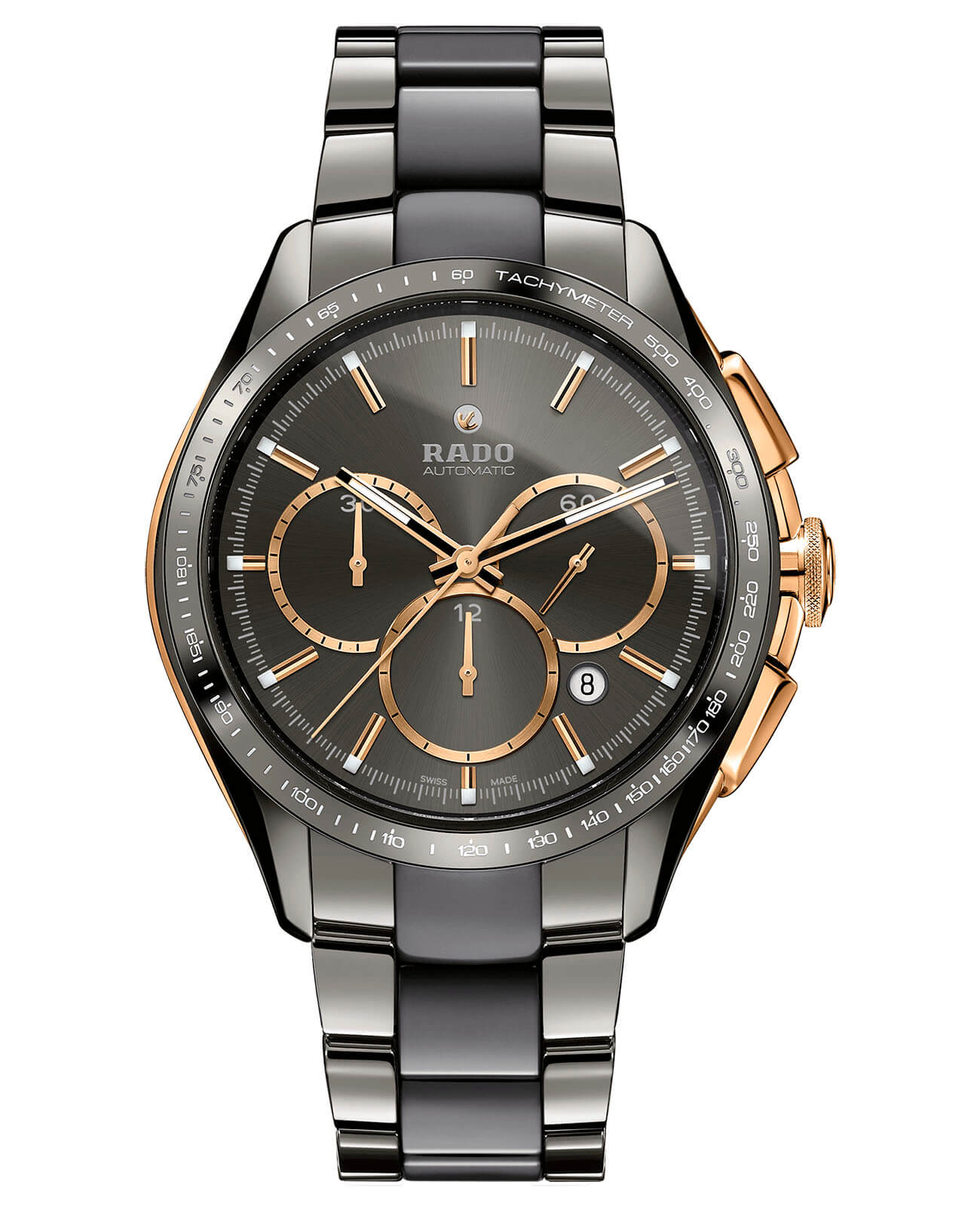 Rado Rado Hyperchrome Automatic Chronograph R32118102 Automatic R32118102 механические мужские часы черный циферблат, браслет плазменная керамика + ceramos™ — вид спереди