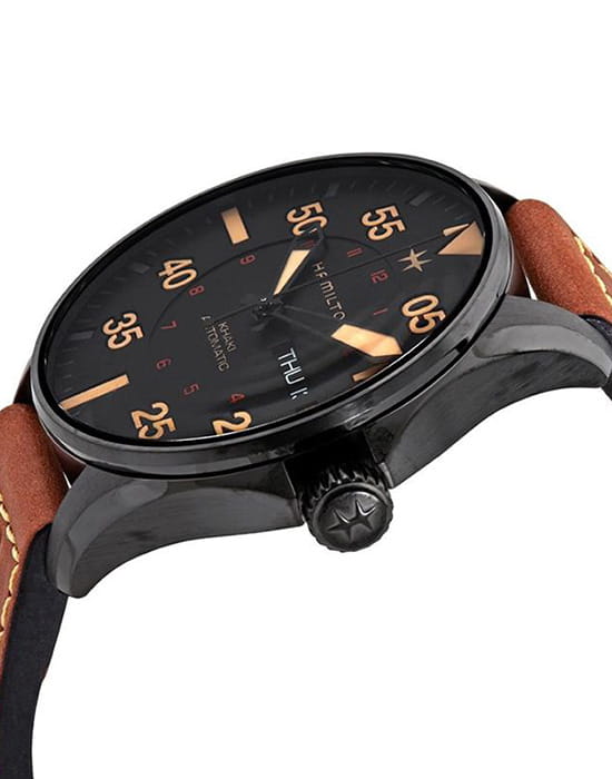 Оригинальные часы Hamilton Hamilton Khaki Aviation Pilot Day Date Auto H64705531 механические калибр механизма h-30 общий вид