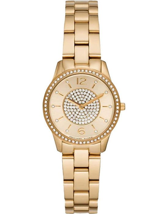 Michael Kors Michael Kors Runway MK6618  MK6618 кварцевые женские часы золотой циферблат, браслет сталь c pvd покрытием — вид спереди