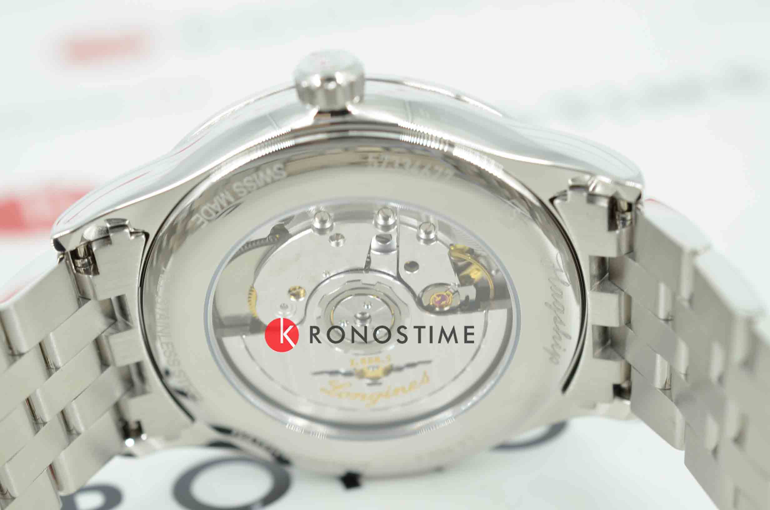 Longines Longines Flagship  L4.984.4.70.6 механические мужские часы часы крупный план бежевый циферблата