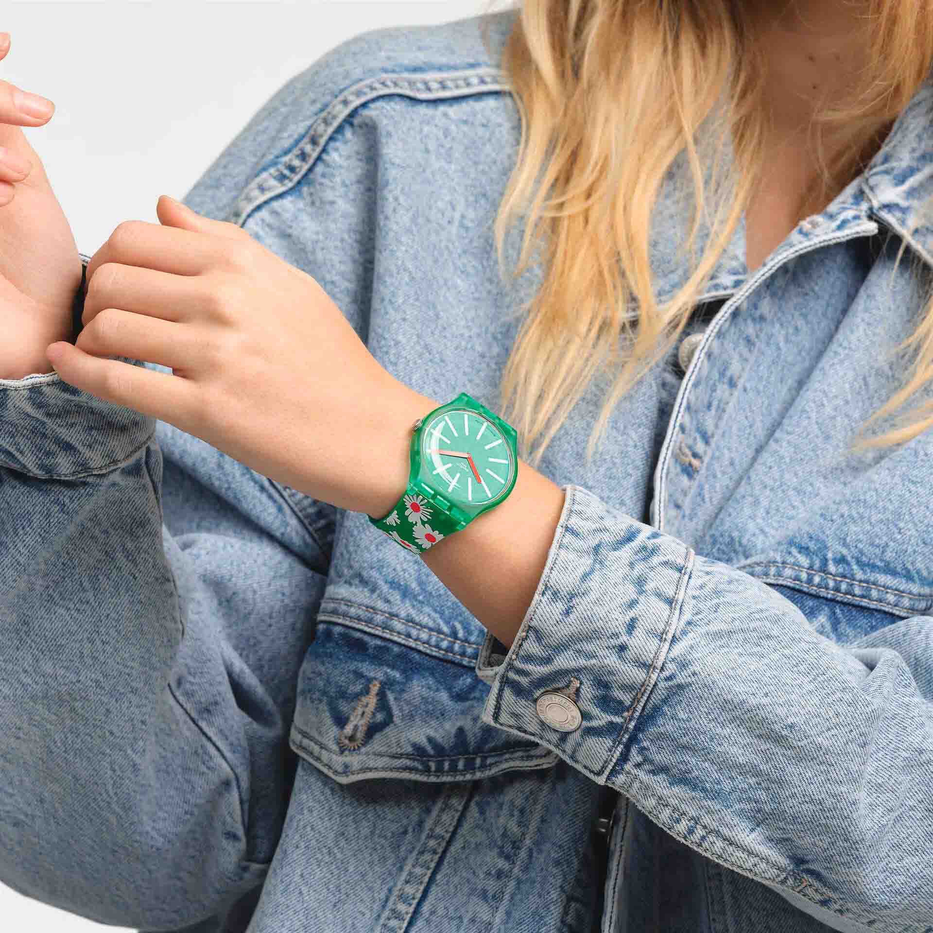Swatch Swatch New Gent Biosourced SO29G104 женские часы зеленый циферблат на запястье