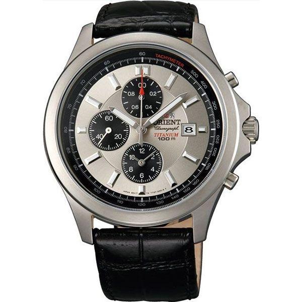 Orient Orient TT0T002K (FTT0T002K)  FTT0T002K  мужские часы серый циферблат, браслет кожа + текстиль — вид спереди