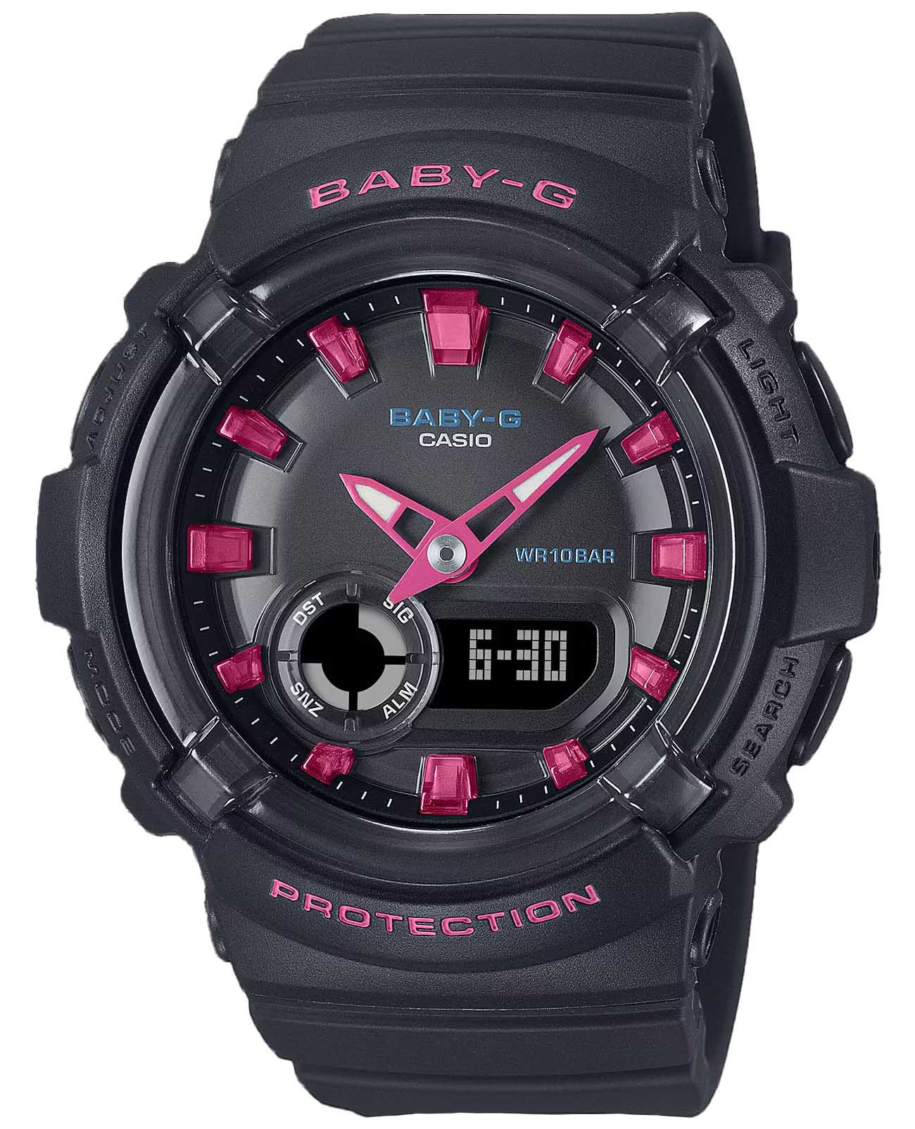 Casio Casio Baby-G BGA-280DN-1ADR (BGA-280DN-1A)  BGA-280DN-1ADR кварцевые женские часы черный циферблат, браслет пластик — вид спереди