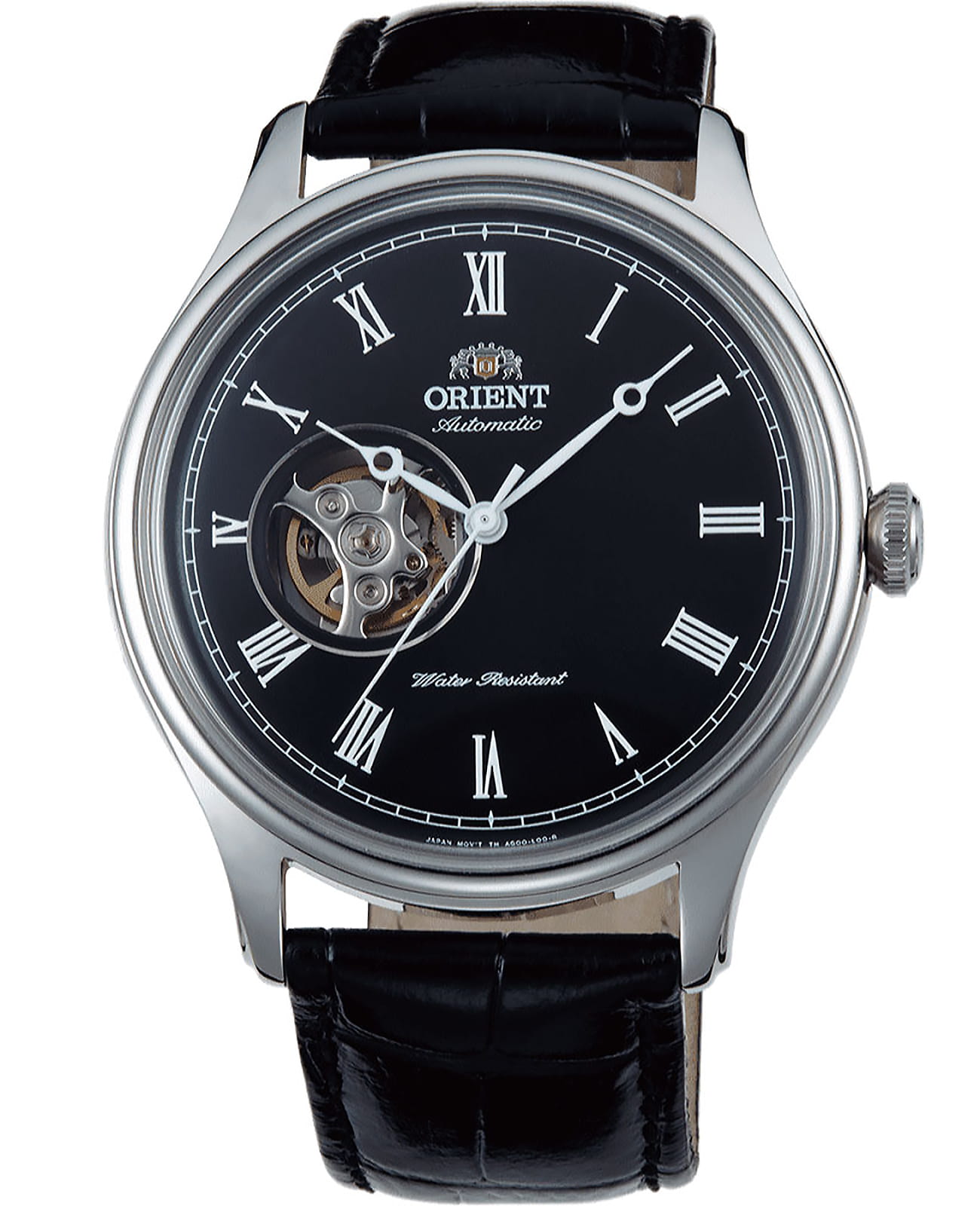 Orient Orient AG00003B (FAG00003B)  AG00003B механические мужские часы черный циферблат, браслет кожаный — вид спереди