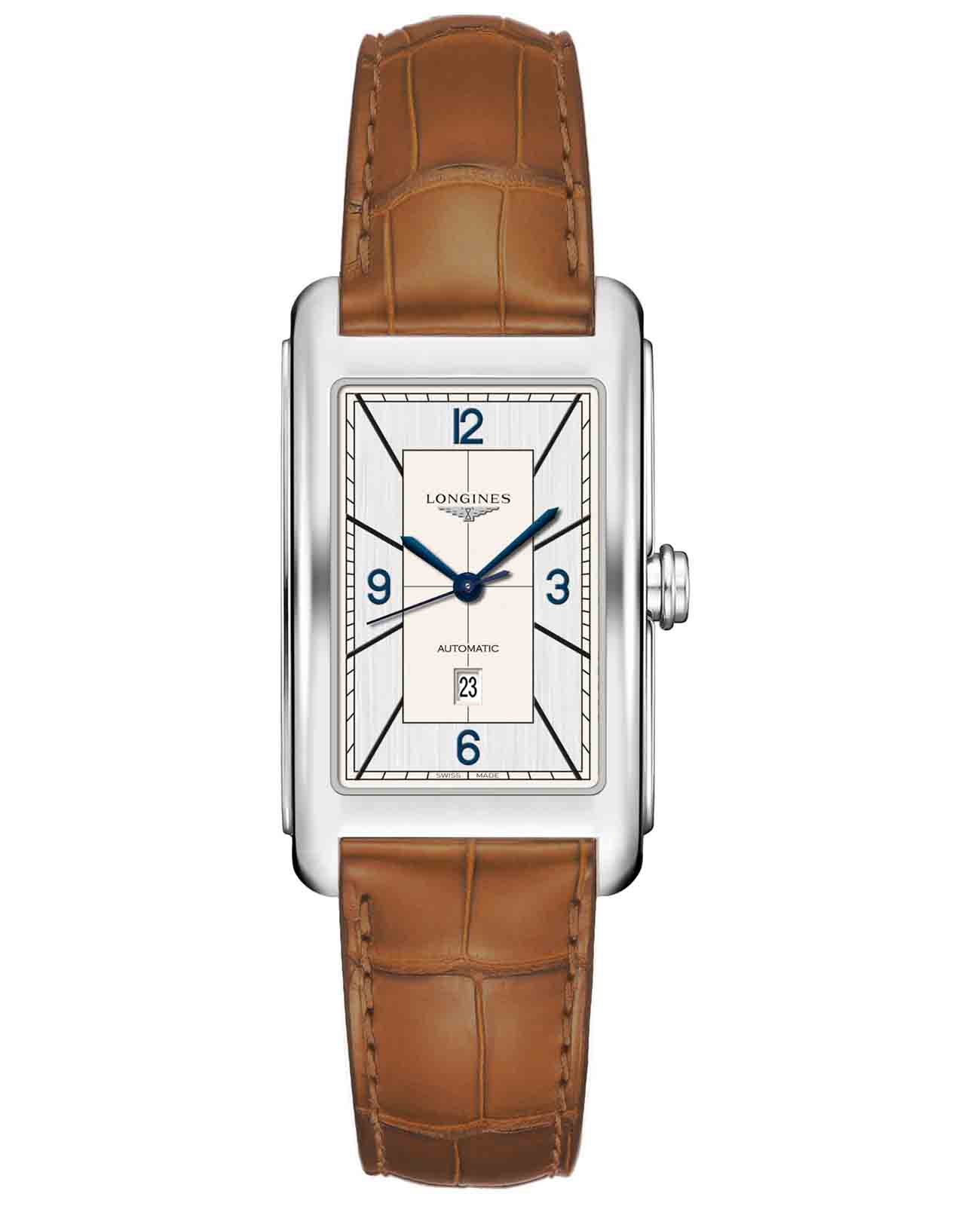 Longines Longines DolceVita L5.767.4.73.3  L57674733 механические женские часы белый циферблат, браслет кожаный — вид спереди