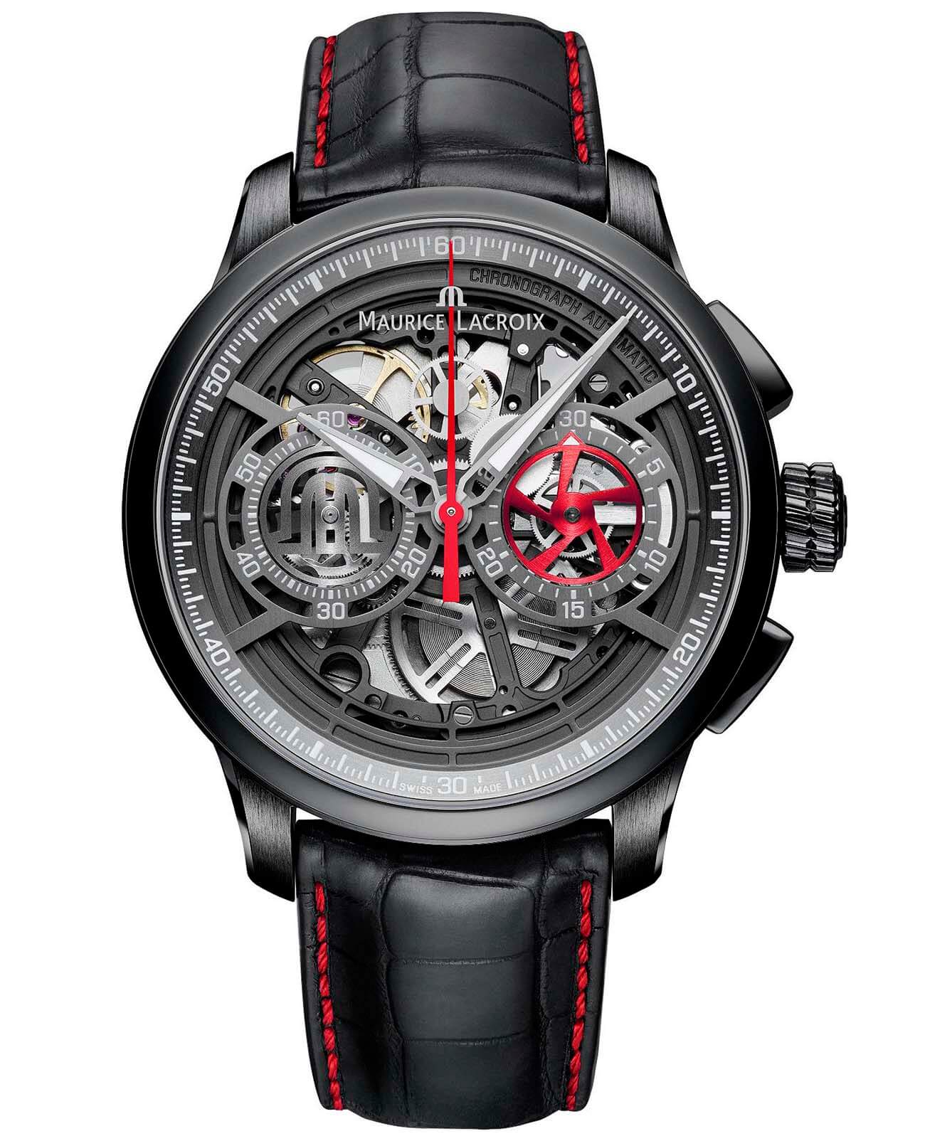 Maurice Lacroix Maurice Lacroix Masterpiece MP6028-PVB01-001-1  MP6028-PVB01-001-1 механические мужские часы цветной циферблат, браслет кожаный — вид спереди