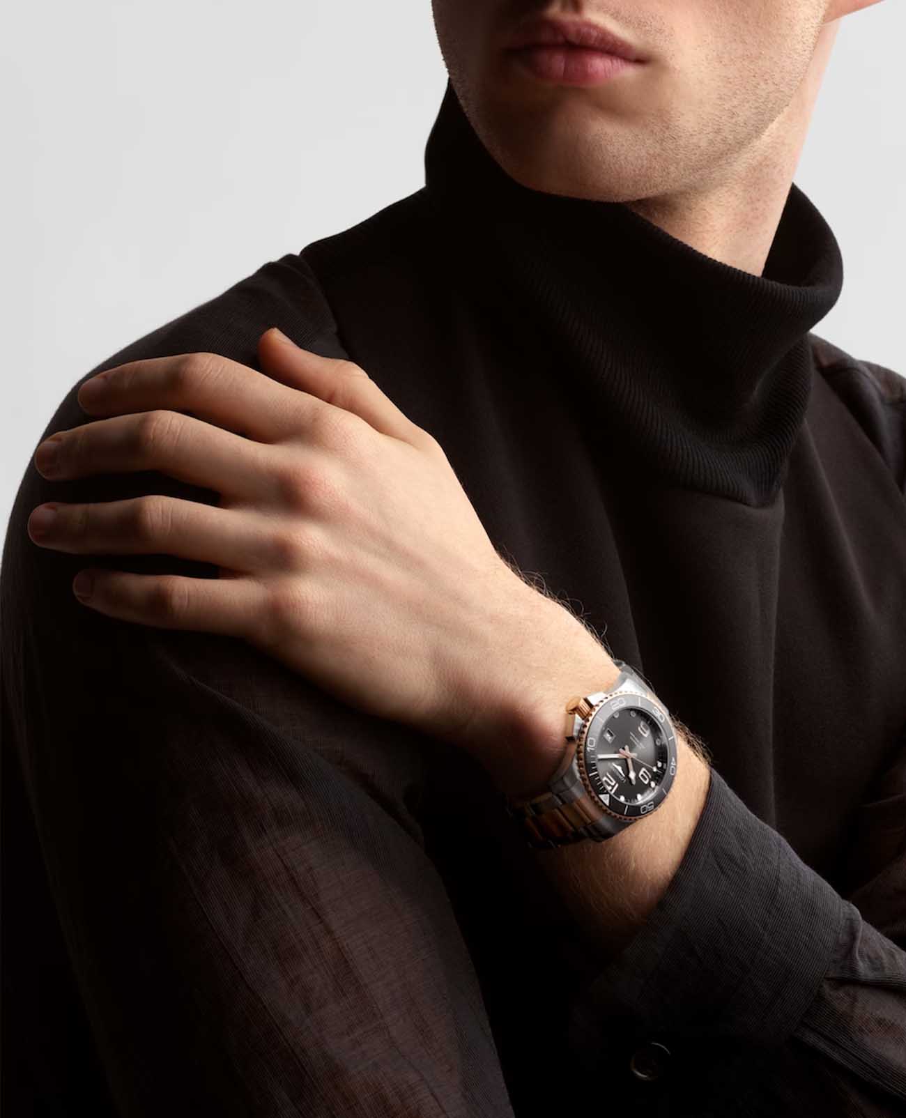 Longines Longines HydroConquest L3.782.3.78.7 мужские часы серый циферблат на запястье
