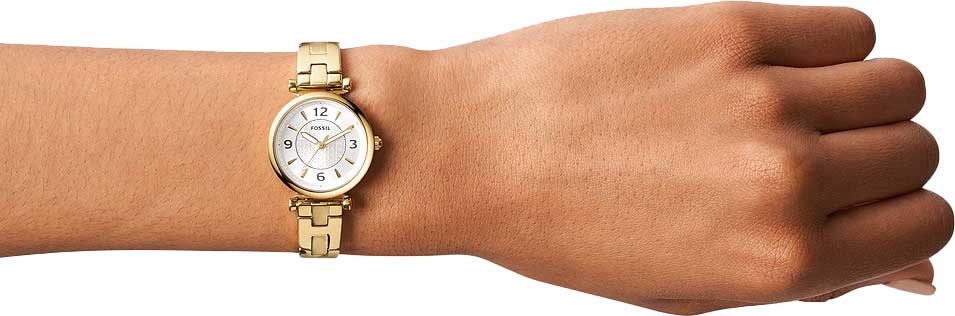 Fossil Fossil Carlie ES5203 кварцевые женские часы часы крупный план белый циферблата