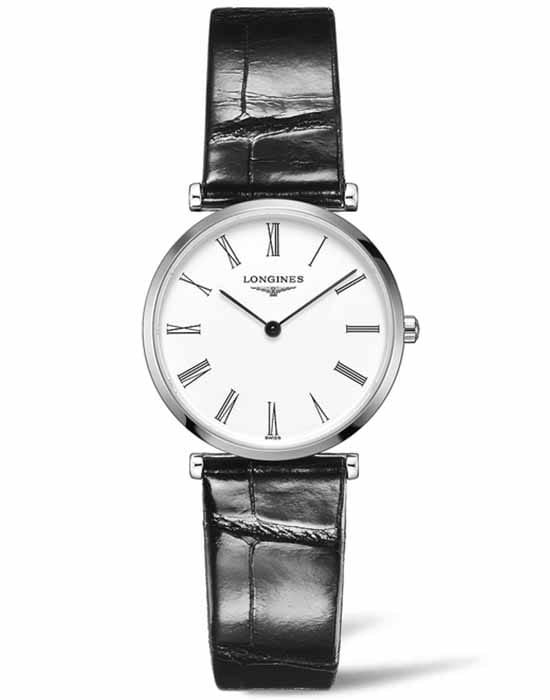 Longines Longines La Grande Classique L4.512.4.11.2  L45124112 кварцевые женские часы белый циферблат, браслет кожаный — вид спереди