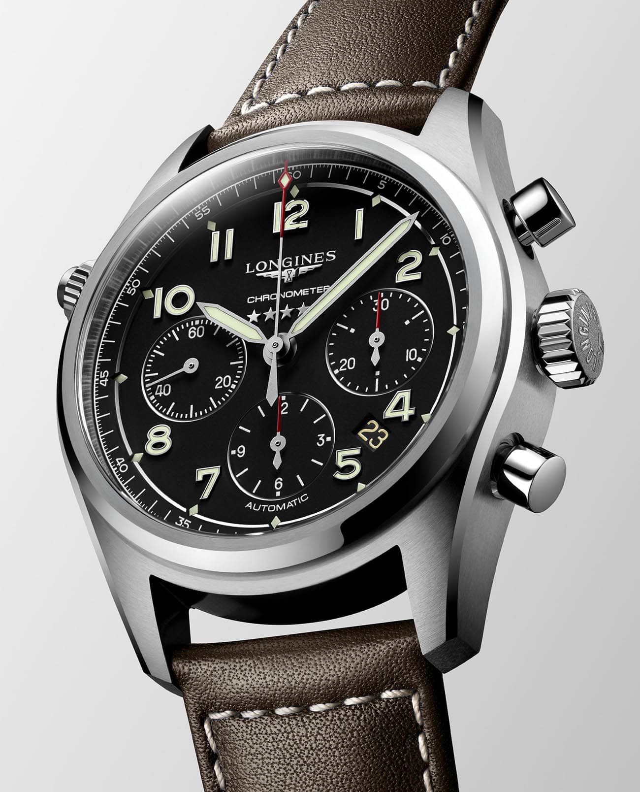 Longines Longines Spirit L3.820.4.53.0, spirit швейцария мужские часы на браслете кожаный боковой вид