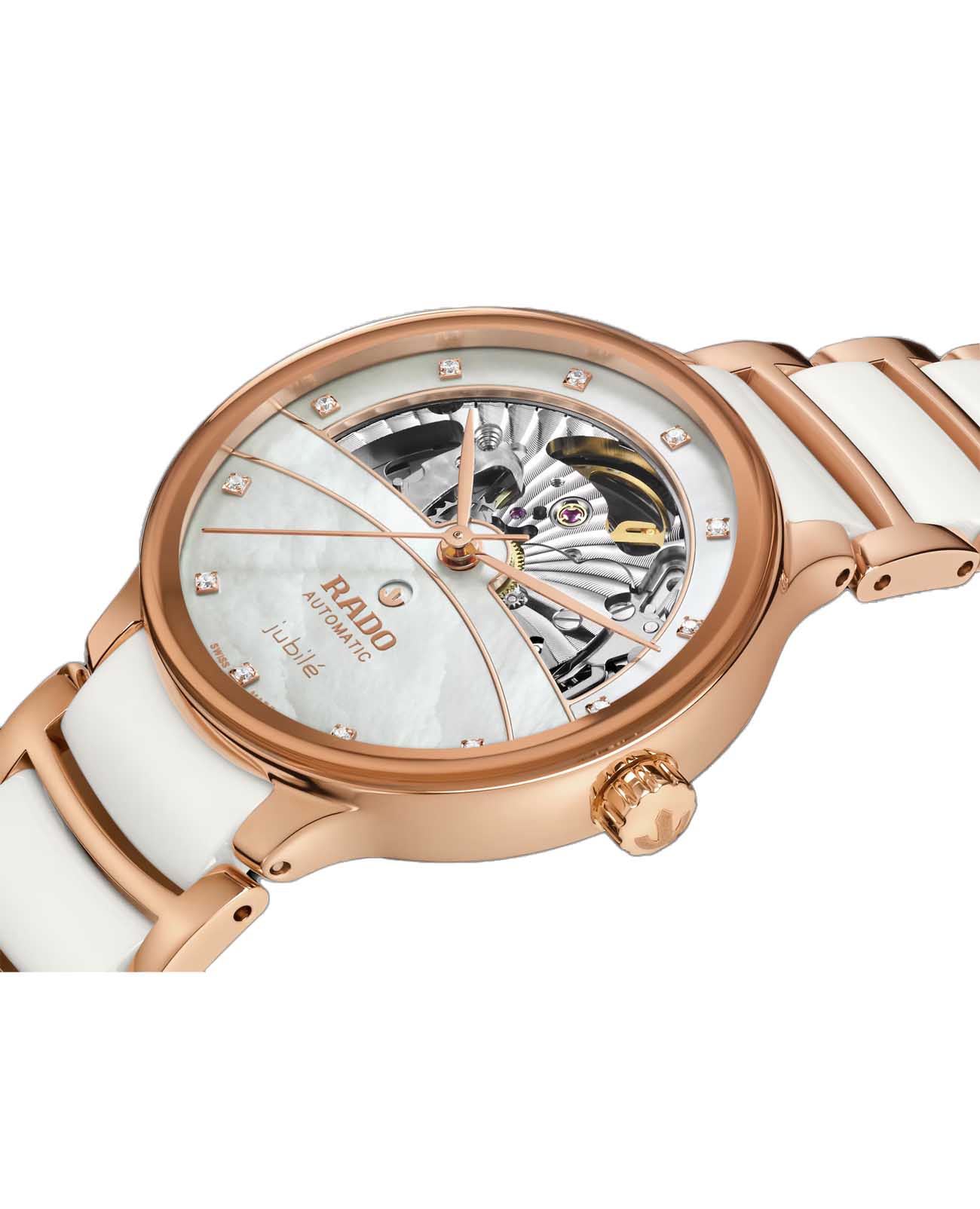 Rado Rado Centrix Automatic Diamonds Open Heart R30029922 Automatic, наручные женские часы фото под углом