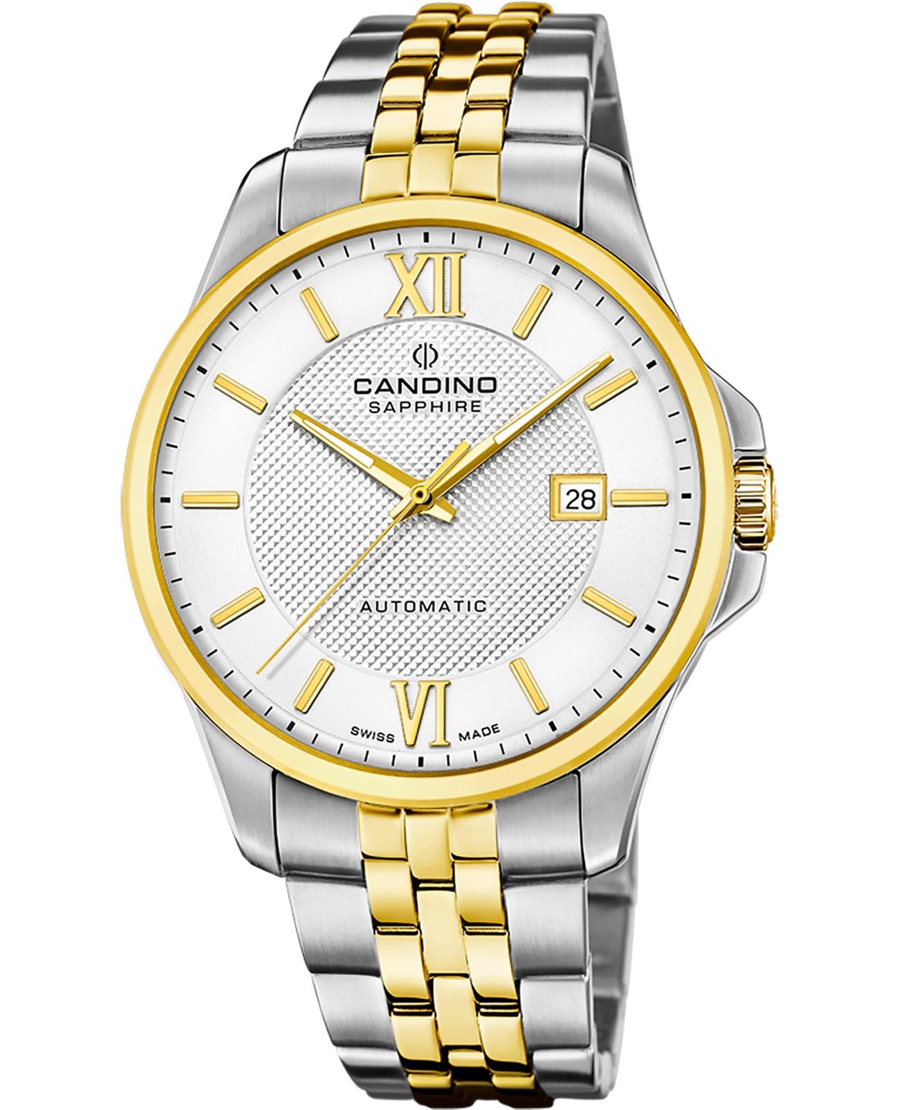 Candino Candino Automatic Gents C4769/1  C4769/1 механические мужские часы серебристый циферблат, браслет нержавеющая сталь с pvd-покрытием — вид спереди