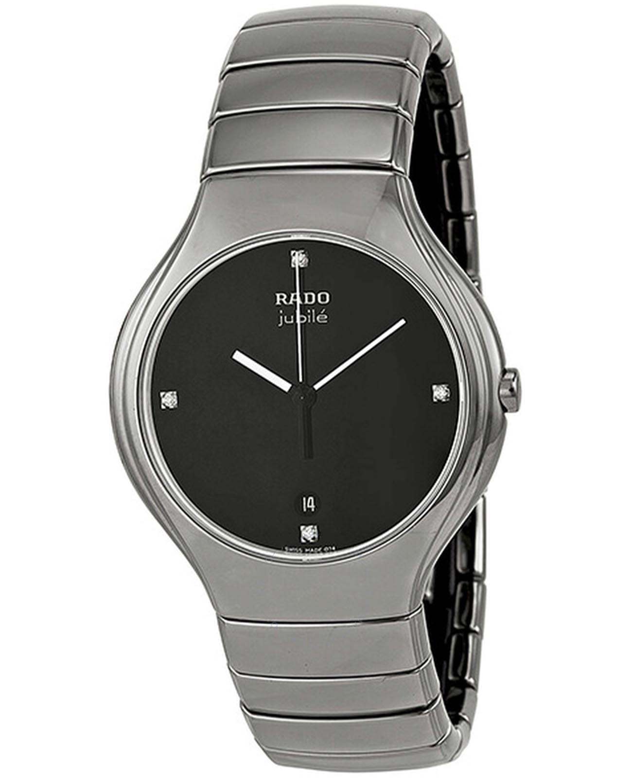 Rado Rado True R27654742  R27654742 кварцевые мужские часы черный циферблат, браслет высокотехнологичная плазменная керамика — вид спереди