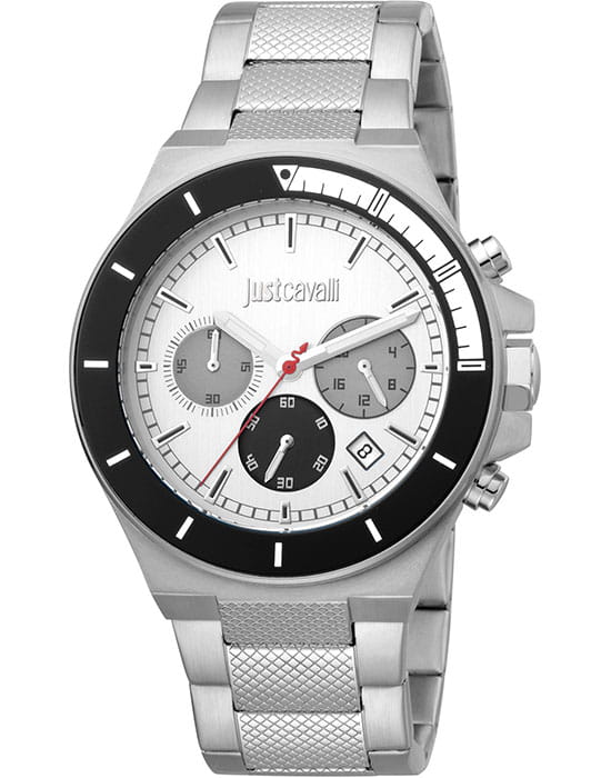 Just Cavalli Just Cavalli Gents JC1G139M0055  JC1G139M0055 кварцевые мужские часы белый циферблат, браслет нержавеющая сталь — вид спереди