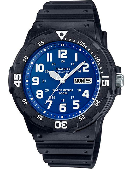Casio Casio Collection MRW-200H-2B2VDF (MRW-200H-2B2)  MRW-200H-2B2 кварцевые мужские часы синий циферблат, браслет пластик — вид спереди