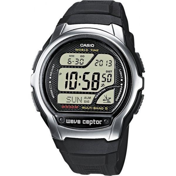Casio CASIO WAVE CEPTOR WV-58E-1A  WV-58E-1AVEG кварцевые мужские часы серый циферблат, браслет полимер — вид спереди