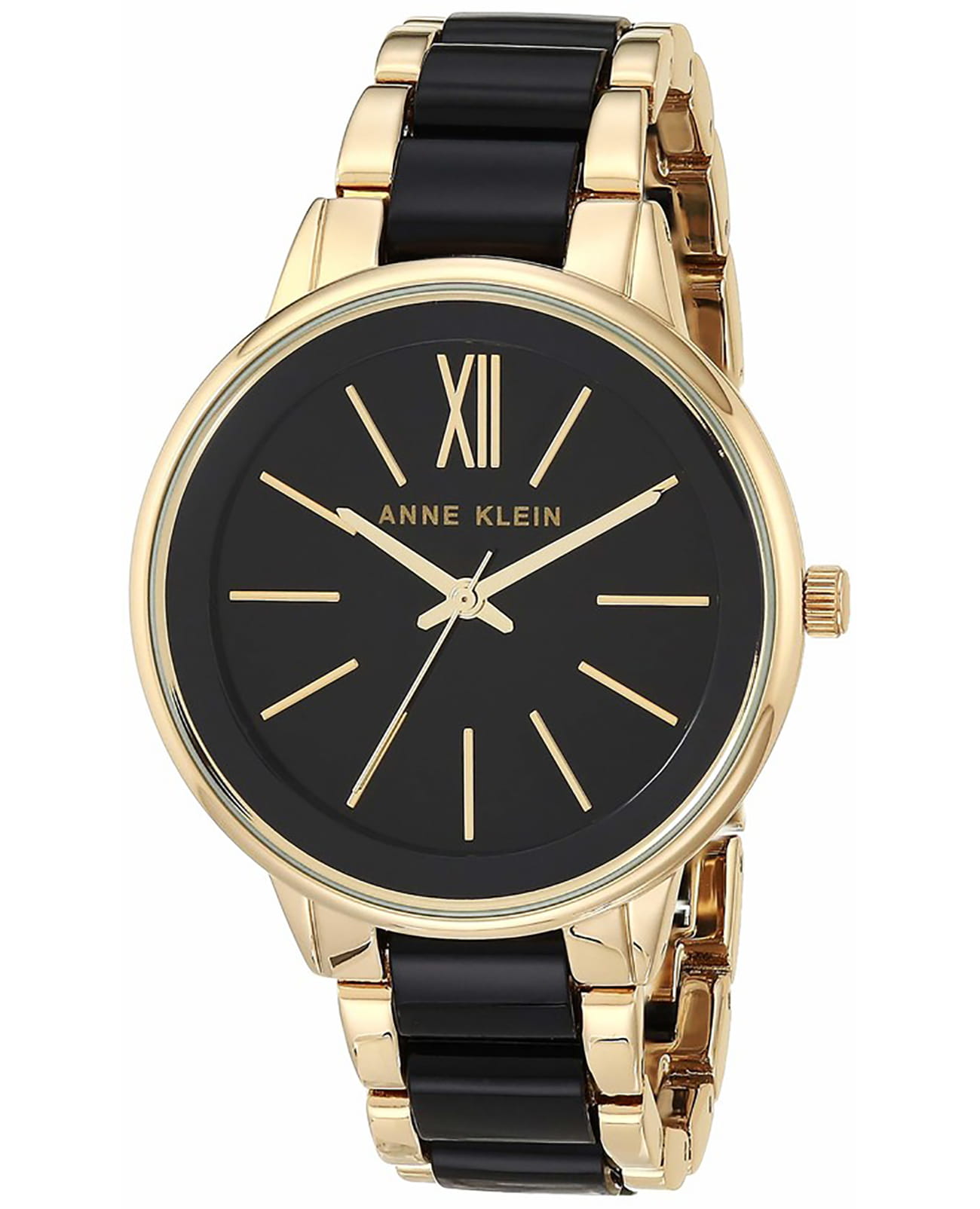 Anne Klein Anne Klein Plastic  1412NVRG  1412NVRG кварцевые женские часы черный циферблат, браслет сталь c pvd покрытием — вид спереди