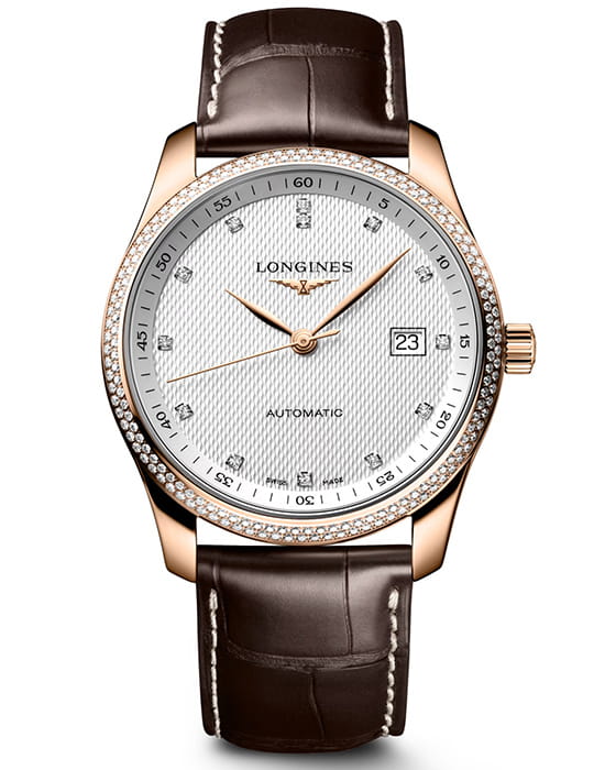 Longines Longines Master Collection L2.793.9.77.3  L27939773 механические женские часы белый циферблат, браслет кожаный — вид спереди