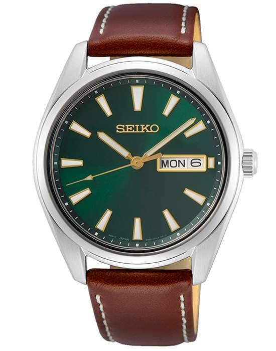 Seiko Seiko Conceptual Series Dress SUR449P1  SUR449P1 кварцевые мужские часы зеленый циферблат, браслет кожаный — вид спереди