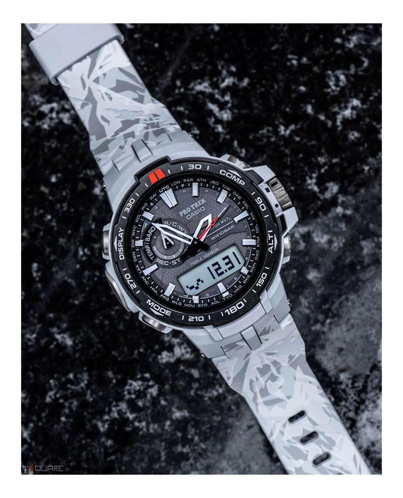 Casio Casio Pro Trek PRW-6000SC-7 кварцевые мужские часы часы крупный план черный циферблата