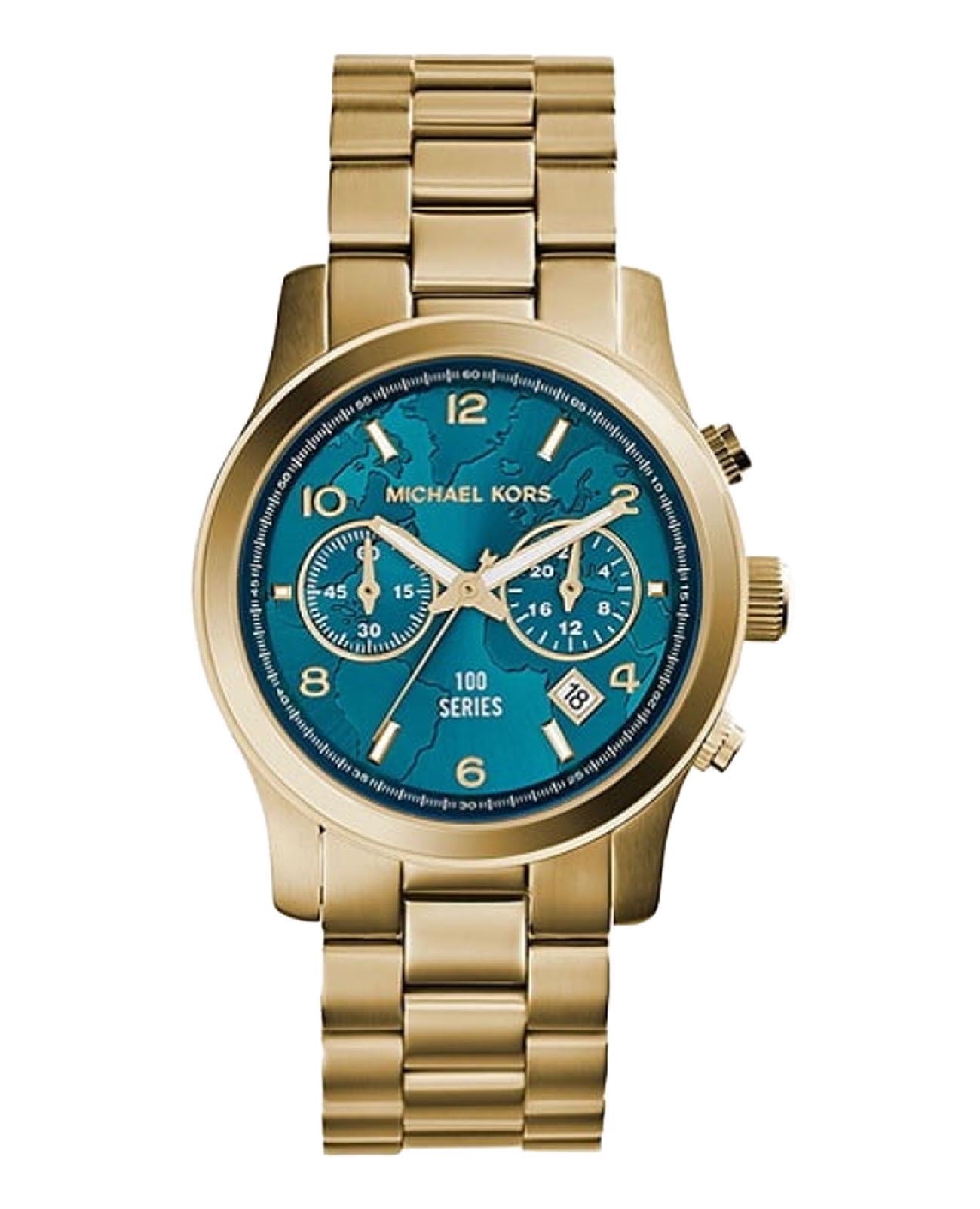 Michael Kors Michael Kors Hunger stop MK5815  MK5815 кварцевые женские часы бирюзовый циферблат, браслет сталь c pvd покрытием — вид спереди