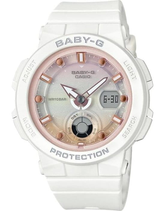 Casio Casio Baby-G BGA-250-7A2DR (BGA-250-7A2)  BGA-250-7A2 автокварц (кинетик) женские часы перламутровый циферблат, браслет полимер — вид спереди