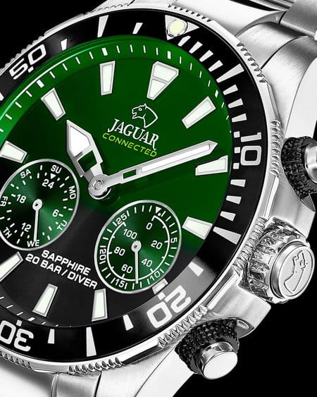 Jaguar Jaguar Connected J888/5 кварцевые мужские часы часы крупный план зеленый циферблата
