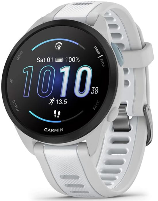Garmin Garmin Forerunner 165 White 010-02863-21  010-02863-21 электронные мужские часы  циферблат, браслет силикон — вид спереди