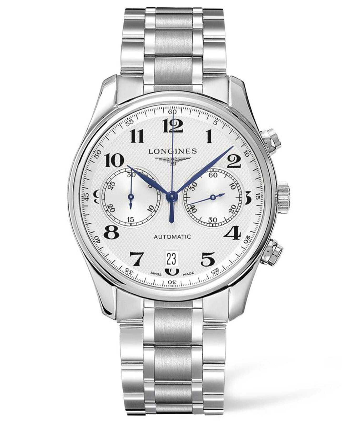Longines Longines Master Collection L2.629.4.78.6  L26294786 механические мужские часы серебристый циферблат, браслет нержавеющая сталь — вид спереди