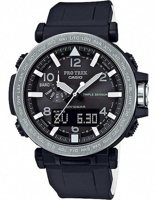 Casio Casio Pro Trek PRG-650-1E PRG PRG-650-1E кварцевые мужские часы черный циферблат, браслет пластик — вид спереди