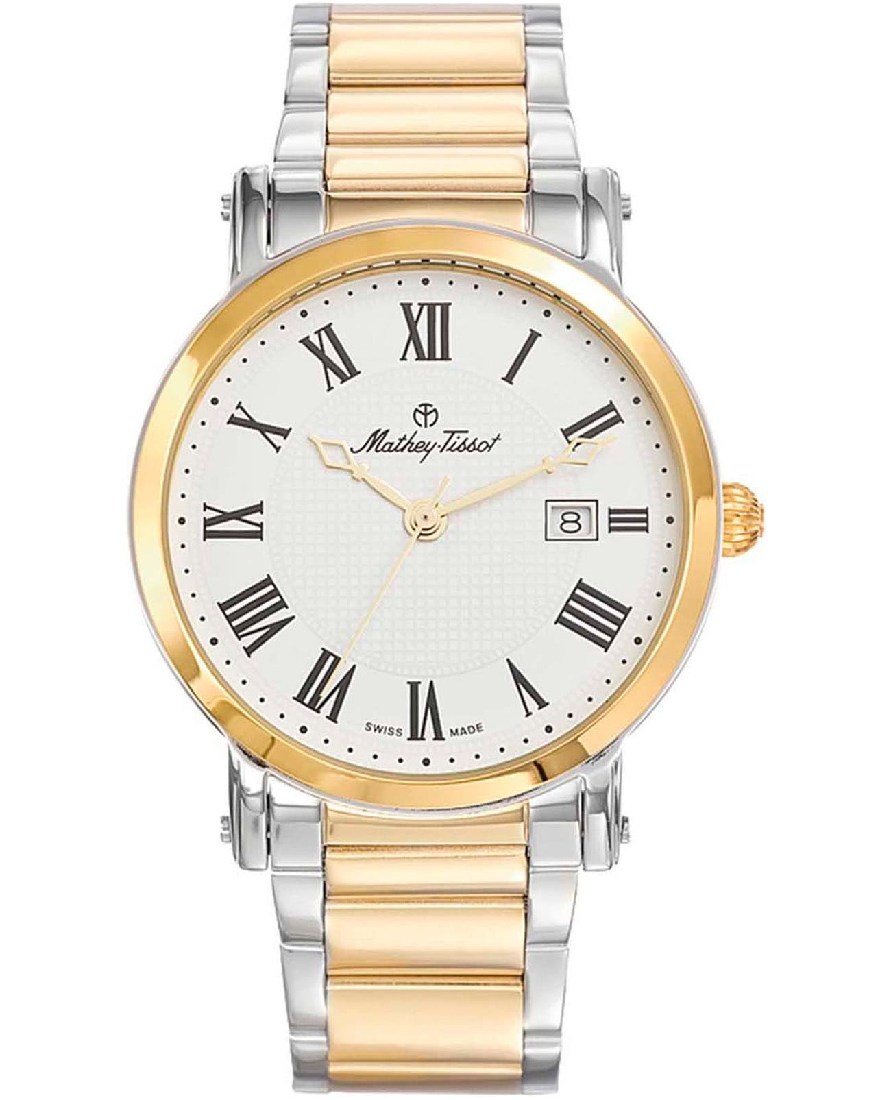 Mathey-Tissot Mathey-Tissot City Metal HB611251MBR  HB611251MBR кварцевые мужские часы белый циферблат, браслет нержавеющая сталь с pvd-покрытием — вид спереди