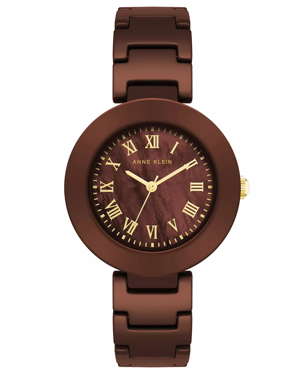 Anne Klein Anne Klein 4036BMBN  4036BMBN кварцевые женские часы коричневый циферблат, браслет керамика — вид спереди