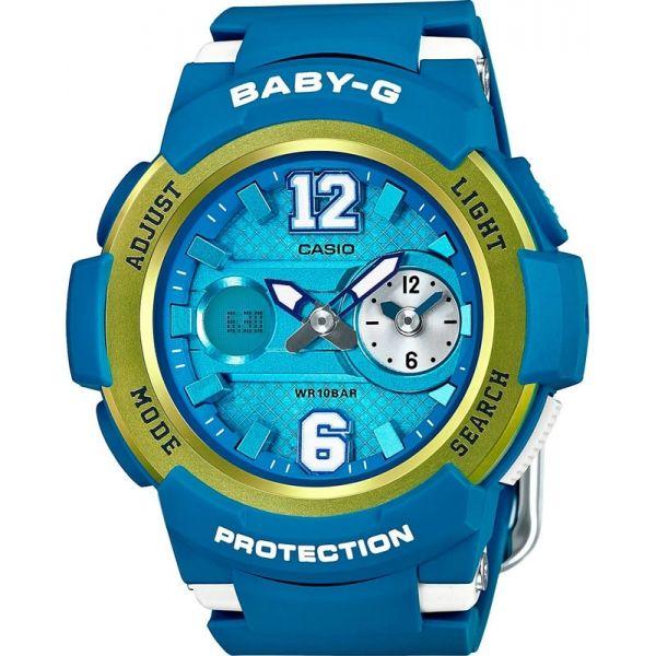 Casio Casio Baby-G BGA-210-2B  BGA-210-2B кварцевые женские часы голубой циферблат, браслет пластик — вид спереди