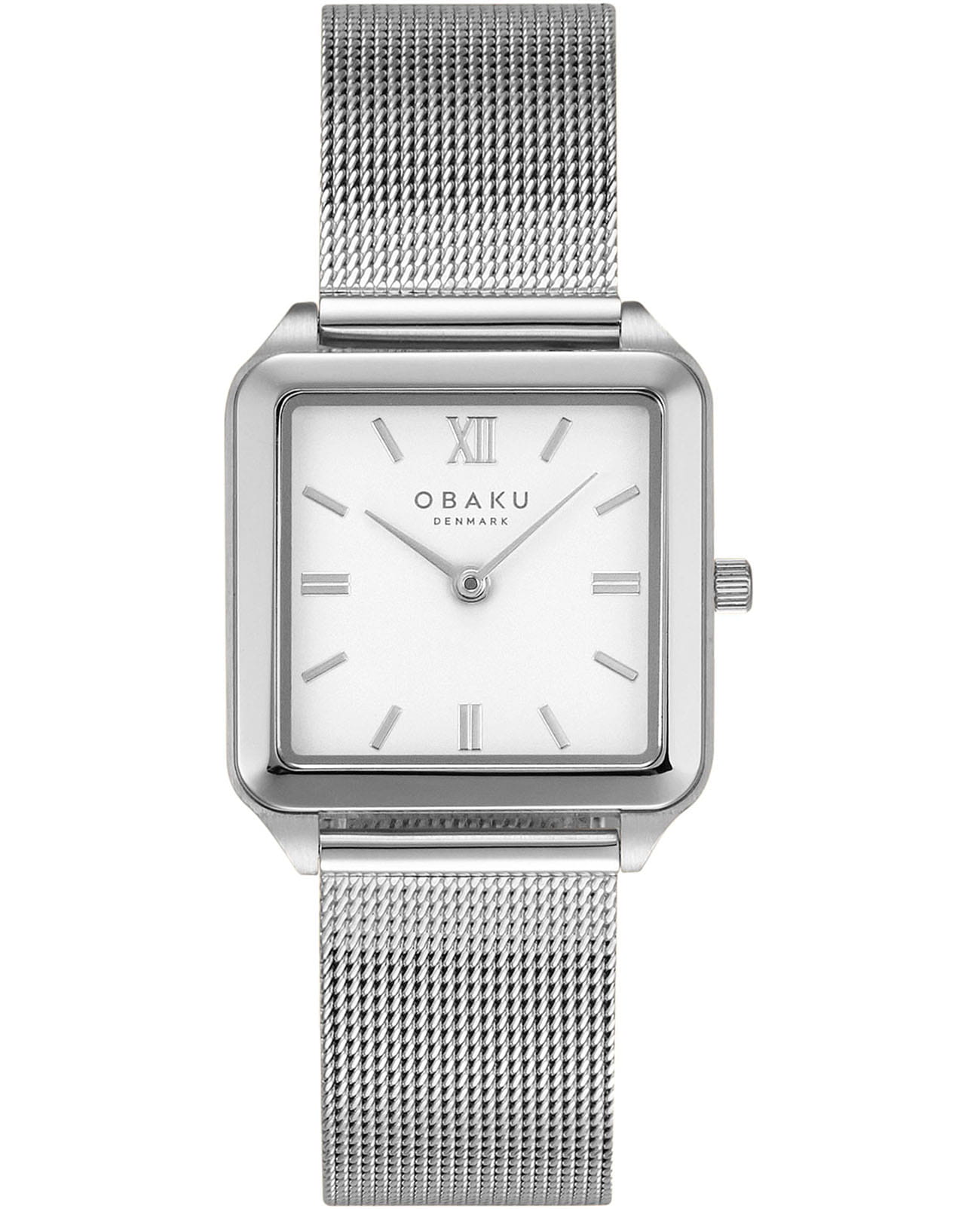 Obaku Obaku Ultra Slim V309LXCWMC  V309LXCWMC кварцевые женские часы белый циферблат, браслет нержавеющая сталь — вид спереди