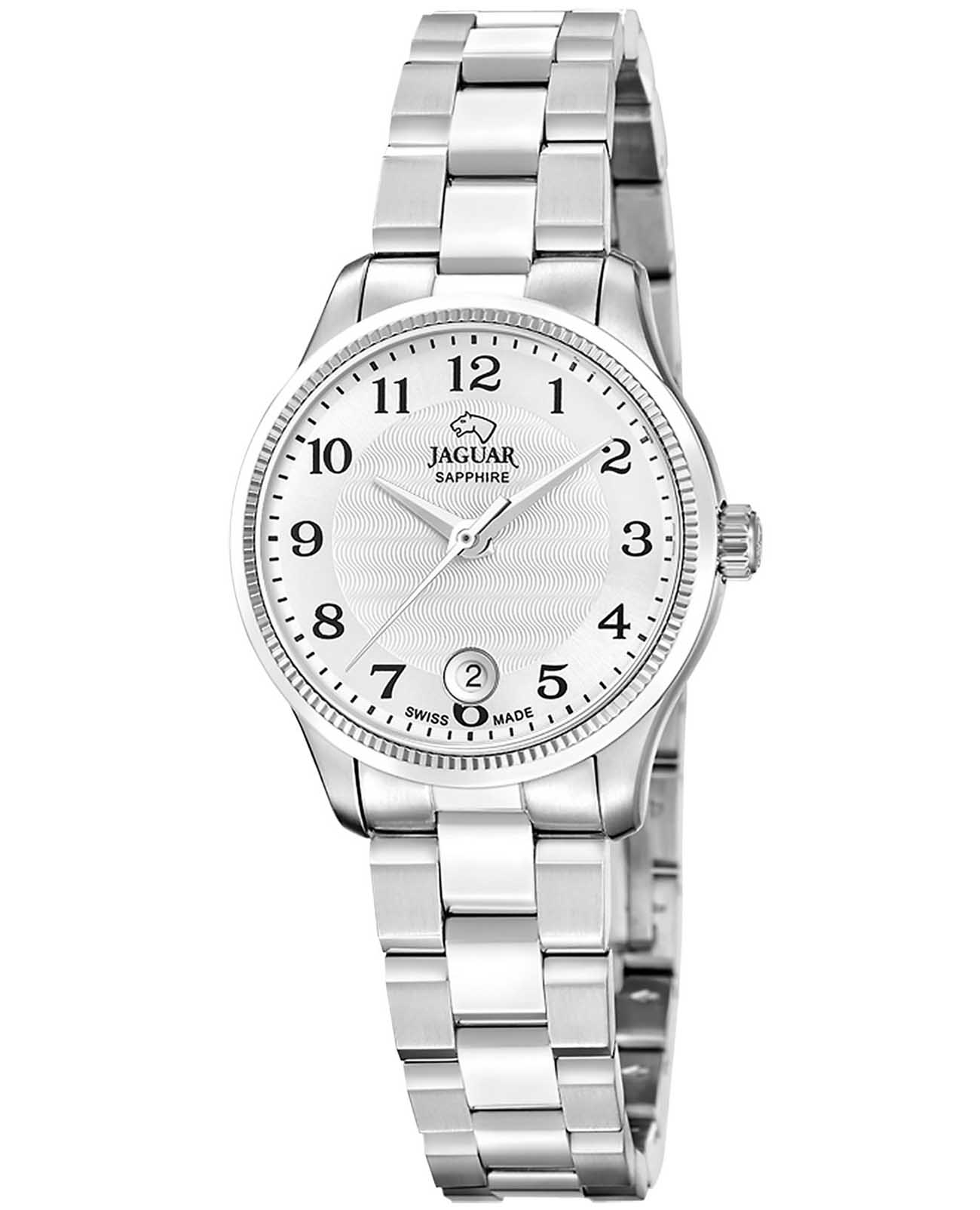 Jaguar Jaguar Essentia J1045/1  J1045/1 кварцевые женские часы серебристый циферблат, браслет нержавеющая сталь — вид спереди