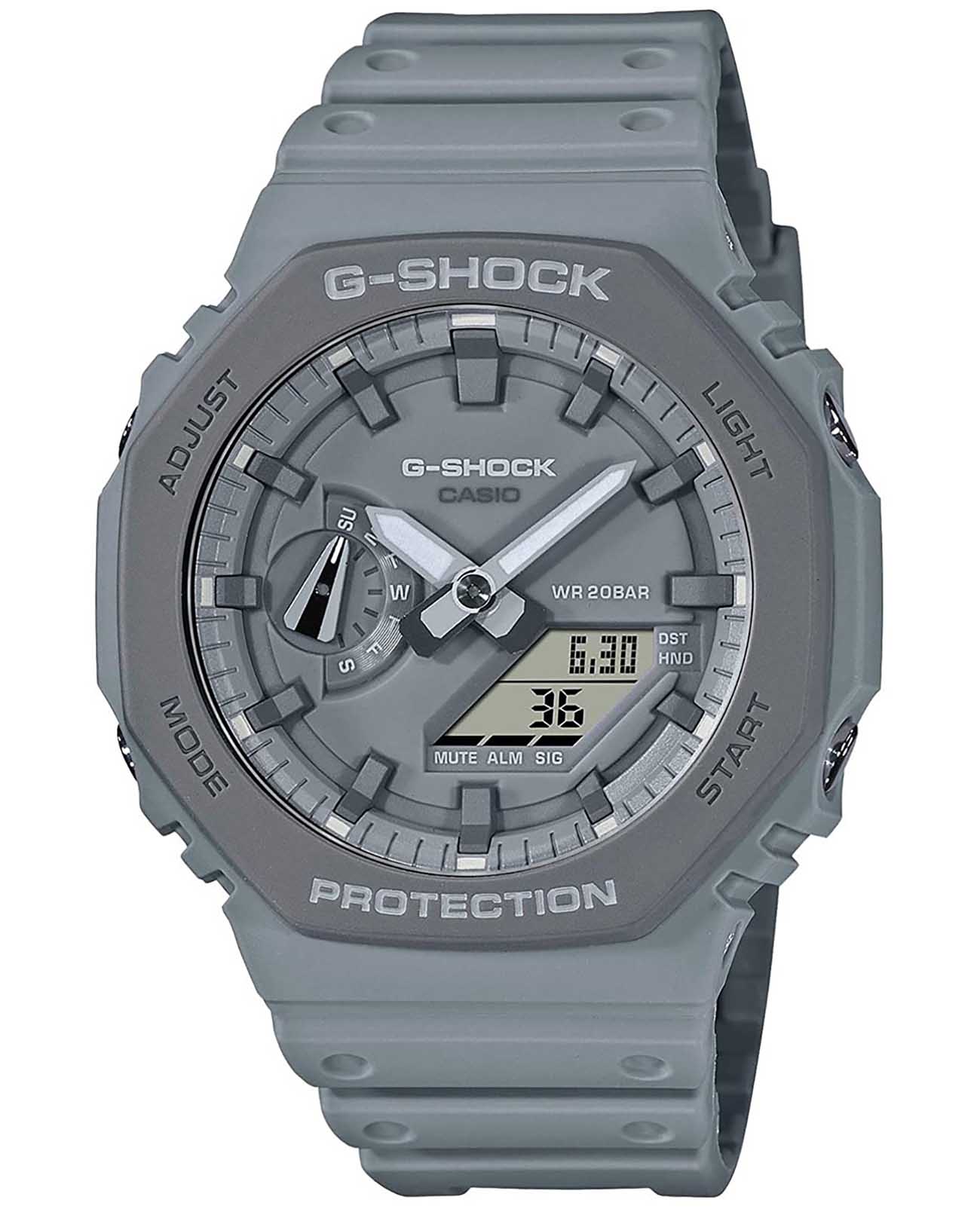 Casio Casio G-Shock GA-2110ET-8A GA GA-2110ET-8A электронные мужские часы серый циферблат, браслет пластик — вид спереди