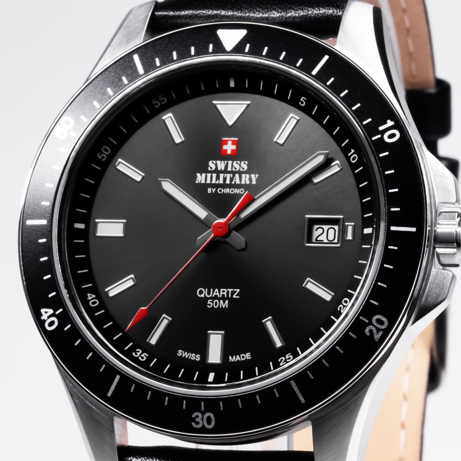 Swiss Military by Chrono Swiss Military by Chrono SM34082.04,  швейцария мужские часы на браслете кожаный боковой вид