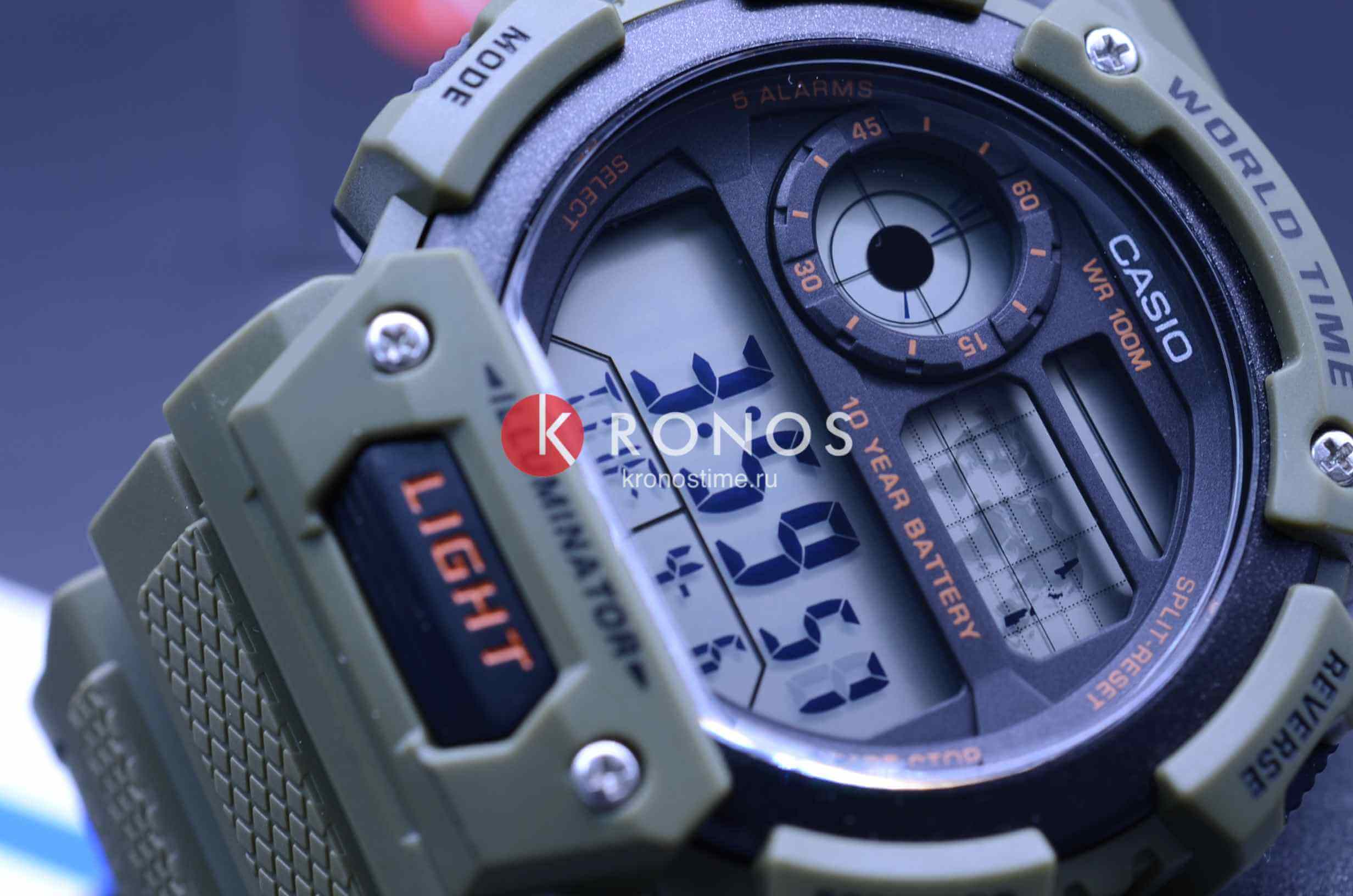 Casio Casio Collection AE-1400WH-3A, illuminator япония мужские часы на браслете пластик боковой вид