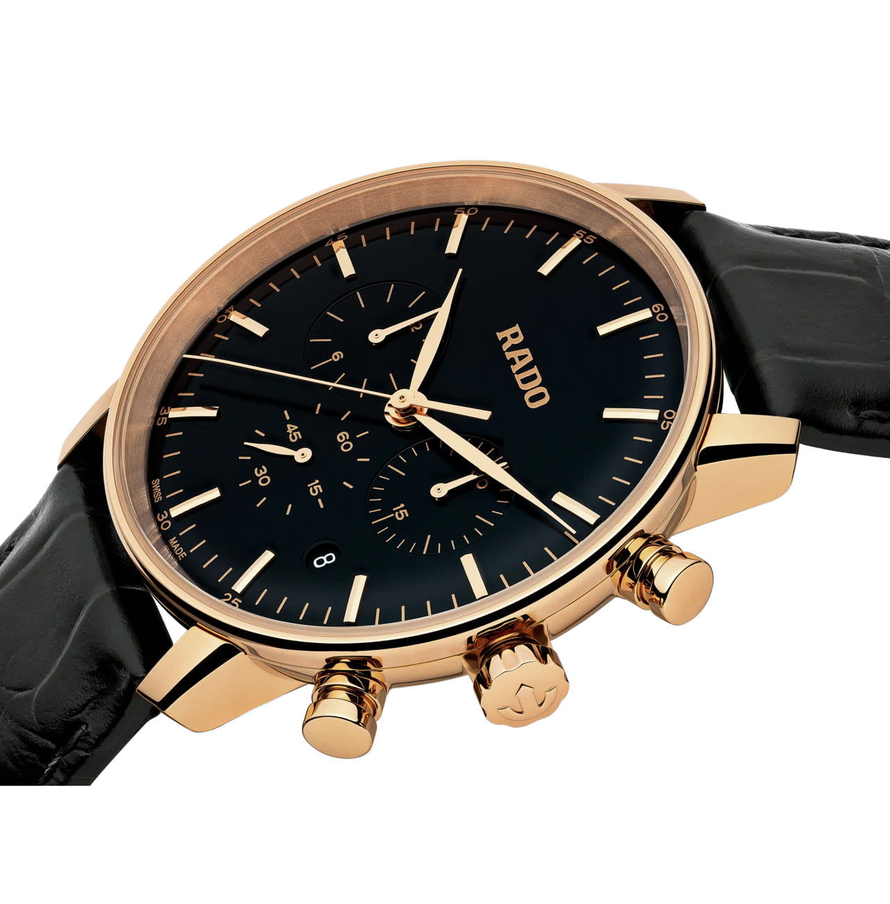 Rado Rado Coupole Classic R22911165, coupole швейцария мужские часы на браслете кожаный боковой вид