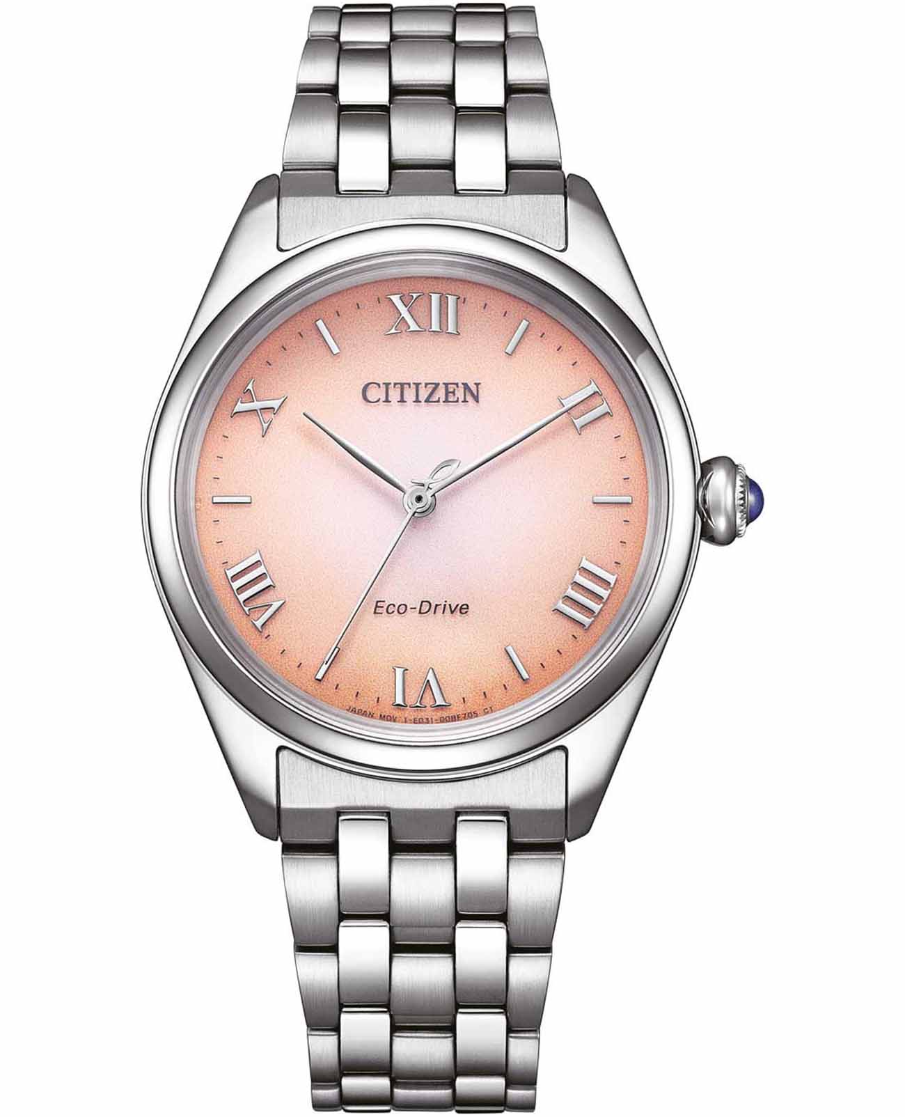 Citizen Citizen Citizen L EM1140-80X  EM1140-80X кварцевые женские часы оранжевый циферблат, браслет нержавеющая сталь — вид спереди
