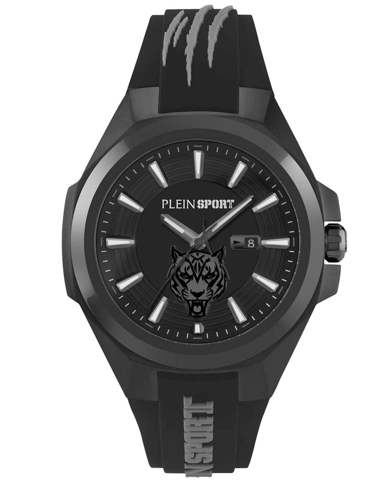 Plein Sport Plein Sport PS7BA0424  PS7BA0424 кварцевые мужские часы черный циферблат, браслет силикон — вид спереди