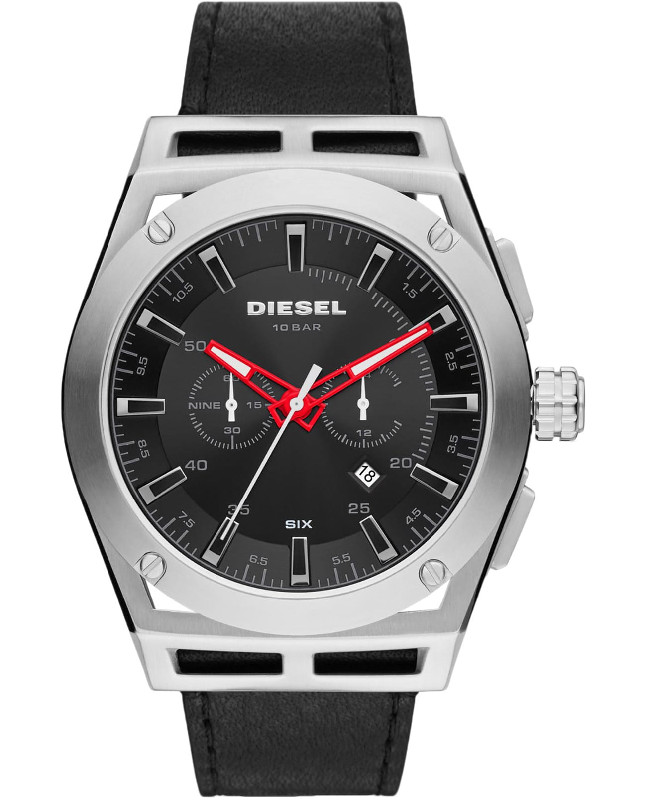 Diesel Diesel Timeframe DZ4543    DZ4543  кварцевые мужские часы черный циферблат, браслет кожаный — вид спереди