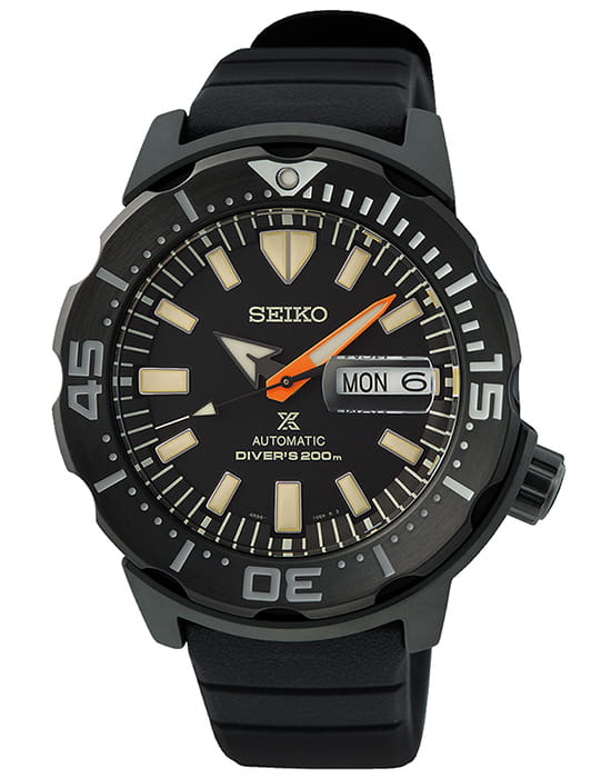 Seiko Seiko Prospex SRPH13K1S  SRPH13K1S механические мужские часы черный циферблат, браслет силикон — вид спереди