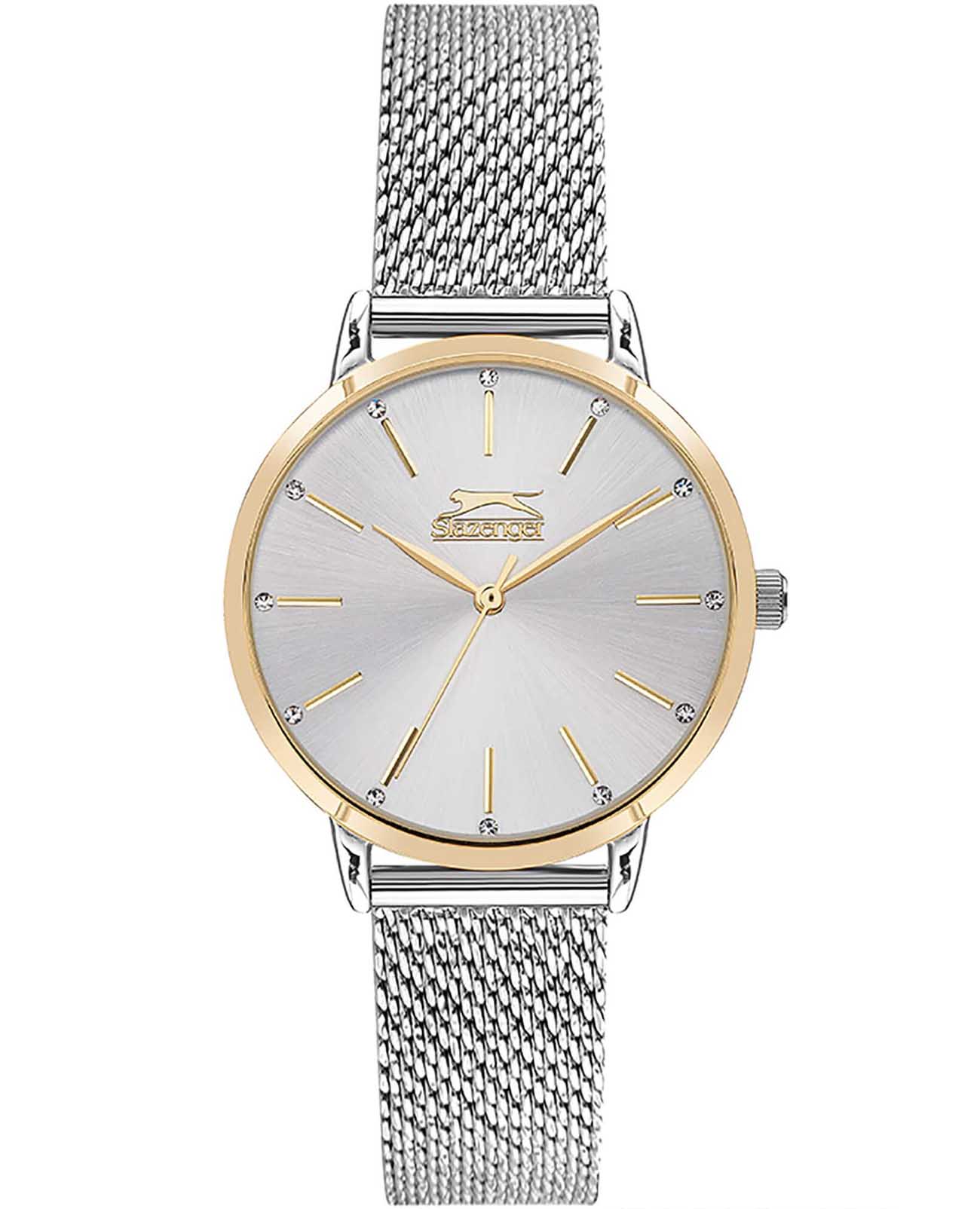 Slazenger Slazenger SL.09.2047.3.02  SL.09.2047.3.02 кварцевые женские часы белый циферблат, браслет суперметалл — вид спереди