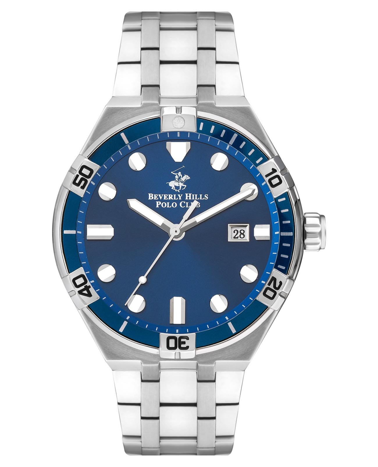 Beverly Hills Polo Club Beverly Hills Polo Club BP3404X.390  BP3404X.390 кварцевые мужские часы синий циферблат, браслет нержавеющая сталь — вид спереди