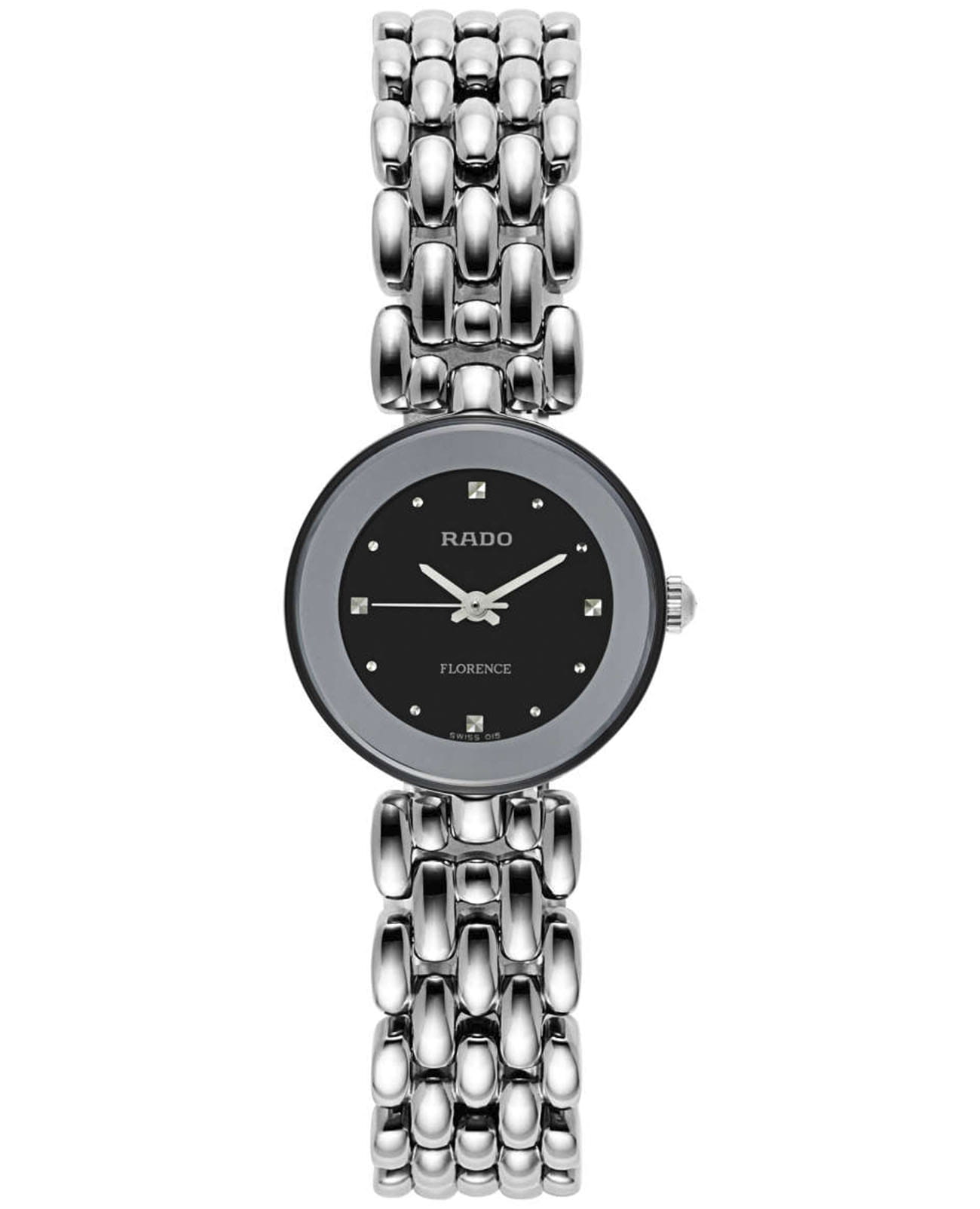 Rado Rado Florence R48744153  R48744153 кварцевые женские часы черный циферблат, браслет нержавеющая сталь — вид спереди