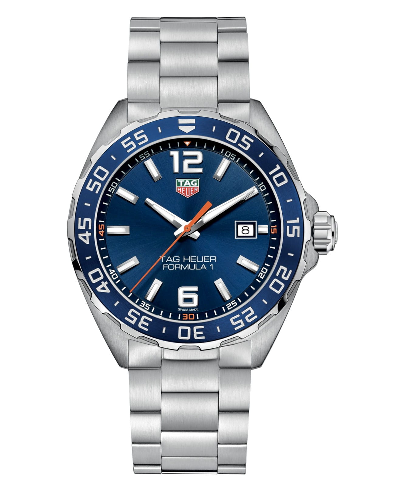 TAG Heuer TAG Heuer Formula 1 WAZ1010.BA0842  WAZ1010.BA0842 кварцевые мужские часы синий циферблат, браслет нержавеющая сталь — вид спереди