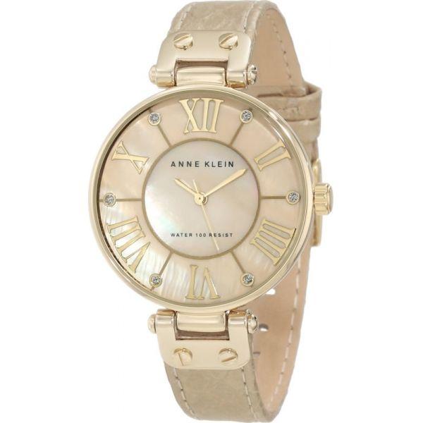 Anne Klein Anne Klein Classic  1012GMGD  1012GMGD кварцевые женские часы желтый циферблат, браслет кожа + текстиль — вид спереди