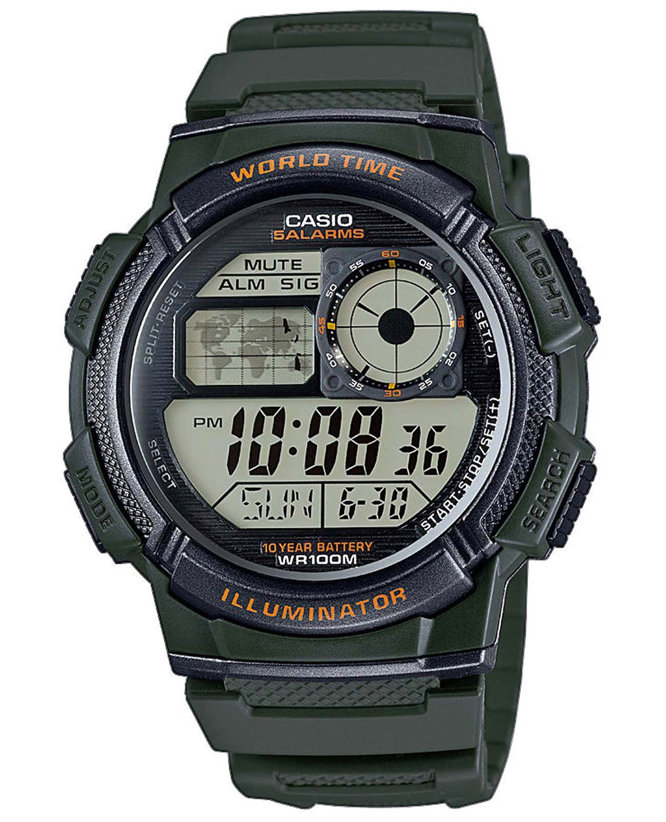 Casio Casio Collection AE-1000W-3AVDF (AE-1000W-3A)  AE-1000W-3A кварцевые мужские часы серый циферблат, браслет пластик — вид спереди