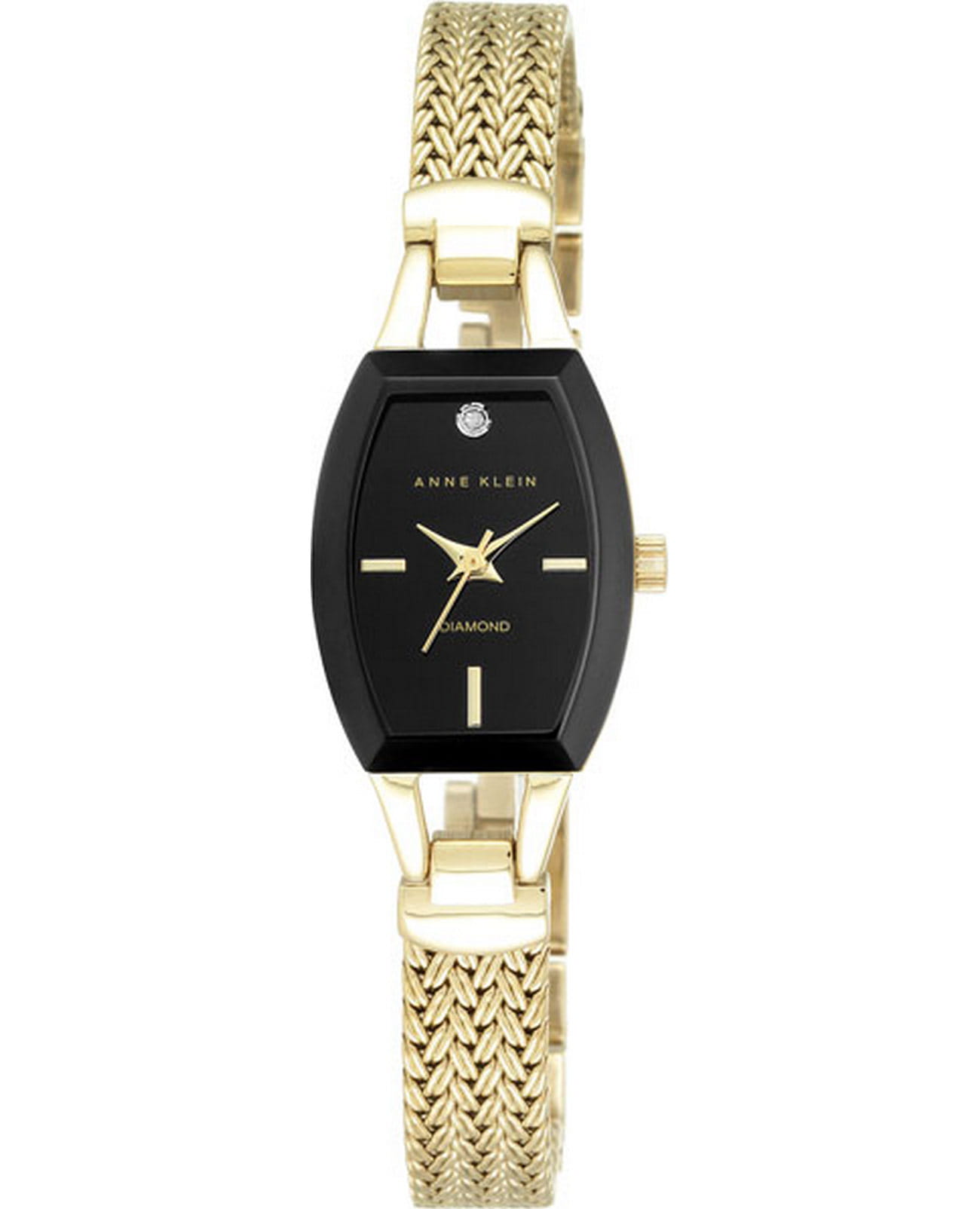 Anne Klein Anne Klein Diamond 2184BKGB  2184BKGB кварцевые женские часы черный циферблат, браслет нержавеющая сталь — вид спереди